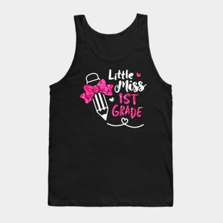 Little Miss 1st Grade Pencil Back To School First Day Girl Tank Top